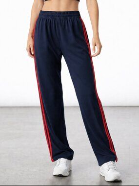 Splits59 Heavyweight Navy Blue Indigo Red Double Side Stripe Track Pant Sweats S